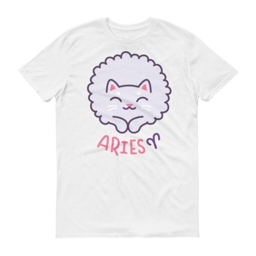 牡羊座貓咪淺色短袖T-Shirt